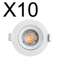 KIT 10 SPOT LED REDONDO DIRECIONAVEL EMBUTIR 7W BRANCO NEUTRO 4000k BIVOLT GALAXY