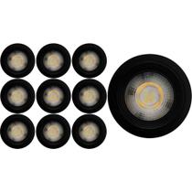 Kit 10 spot led redondo fixo sobrepor 5w branco frio 6500k preto ctb Kit 10 spot led redondo fixo sobrepor 5w branco frio 6500k preto ctb