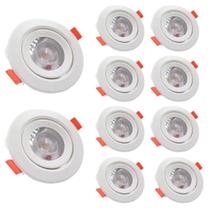 Kit 10 Spot Led Smd 7w Dicróica Direcionável Redondo Branco Frio 6500k