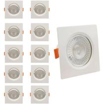 Kit 10 spot led teto embutir quadrado 7w