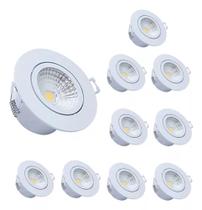 Kit 10 spot led teto embutir redondo 7w
