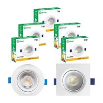 Kit 10 Spot Luminária 7W Redondo Branco Frio 6500K