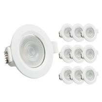 Kit 10 Spot Luminária Led 3w Embutir Redondo 6500K Branco Frio Decoração Casa Loja Sanca Gesso Teto