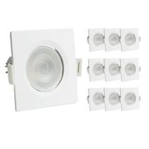 Kit 10 Spot Luminária Led 7w Embutir Quadrado 6500K Branco Frio Decoração Casa Loja Gesso Sanca Teto - Super Led