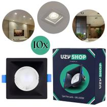 Kit 10 Spot Recuado LED 6W Embutir Redondo Quadrado Branco Frio Quente Com Lâmpada Dicroica Bivolt