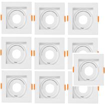 Kit 10 Spots de Embutir Quadrado Branco Recuado 1xMR11 Mini Dicroica