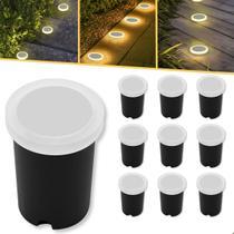 Kit 10 Spots Embutidos de Chão LED 1W 3000K Balizador Redondo para Jardim e Piso Externo