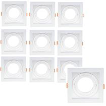 Kit 10 Spots Led de Embutir Quadrado Branco Recuado 1xAR70 ABS Kit 10 Spots Led de Embutir Quadrado Branco Recuado 1xAR70 ABS