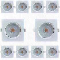 Kit 10 Spots Led Embutir Avant 7W 3000K Bivolt Luz Amarela - Quadrado