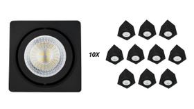 Kit 10 Spots Quadrado Sobrepor Direcionável 7,5x7,5cm Gu10 - Preto Kit 10 Spots Quadrado Sobrepor Direcionável 7,5x7,5cm Gu10 - Preto