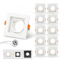 Kit 10 Spots Recuado Embutir Led Mr16 Gu10 Quadrado Luminária Teto Sala Quarto Lâmpada Dicroica Cor:Branco