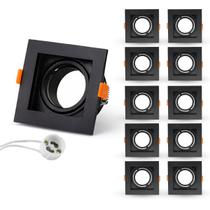 Kit 10 Spots Recuado Embutir Led Mr16 Gu10 Quadrado Luminária Teto Sala Quarto Lâmpada Dicroica Cor:Preto Kit 10 Spots Recuado Embutir Led Mr16 Gu10 Quadrado Luminária Teto Sala Quarto Lâmpada Dicroica Cor:Preto