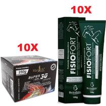 Kit 10 Super Gel 30 Ervas 250g + 10 Pomada FisioFort 150g
