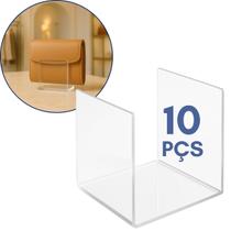 Kit 10 Suporte Carteira 8x6cm Lojas Moda Feminina Expositor Display Closet Organização Transparent