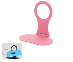 Kit 10 Suporte De Celular Suspenso Para Carregador Tomada Rosa - Utility