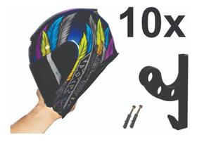 Kit 10 Suporte De Parede Para Capacete Com Gancho Azul