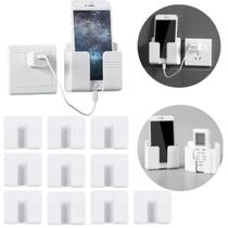 Kit 10 Suporte de Parede para Celular e Controle Remoto Prático Plástico Adesivo Sem Furadeira com Fita Dupla Face