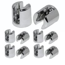 Kit 10 Suporte Fenda Prateleira De Vidro Madeira Cromado 8mm Kit 10 Suporte Fenda Prateleira De Vidro Madeira Cromado 8mm