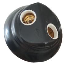 Kit 10 suporte para lampada plafon plafonier duplo e27 100w 250v preto ilumi