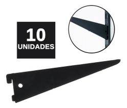 Kit 10 Suporte Trilho Para Prateleira Duplo Aço Preto 37cm Kit 10 Suporte Trilho Para Prateleira Duplo Aço Preto 37cm