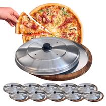 Kit 10 Suportes Bandeja 30Cm Com Formas E Tampas Para Cortar E Servir Pizza