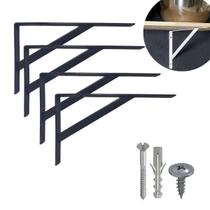 Kit 10 Suportes Mão Francesa Reforçada para Prateleiras de 30 cm + Kit Instalação Kit 10 Suportes Mão Francesa Reforçada para Prateleiras de 30 cm + Kit Instalação