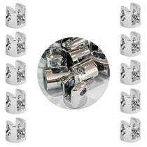 Kit 10 Suportes p/ Prateleiras Vidro 6mm 02 Furos 100% Metal