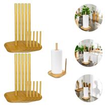 Kit 10 Suportes Porta Papel Toalha De Mesa em Bambu Luxo