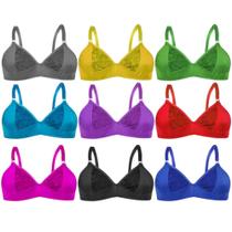Kit 10 Sutiã Sem Bojo Tecido Lycra Com Renda Adulto Senhora Forrado