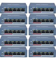 Kit 10 Switch Hikvision 5 Portas Poe Ds-3e0105p-e/m Gigabit