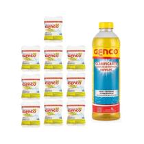 Kit 10 Tabletes Pedra Cloro 3 em 1 + Clarificante Genfloc 1L Genco