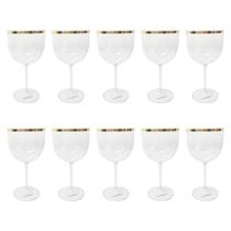Kit 10 Taça Borda Dourada Vinho Água Licor Gin 600ml