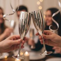 Kit 10 Taça Metalizada Champagne Acrílico Festa Prata 180ml Kit 10 Taça Metalizada Champagne Acrílico Festa Prata 180ml