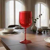 Kit 10 Taça Vinho Acrílico Bebida Festa 340ml Vermelho Kit 10 Taça Vinho Acrílico Bebida Festa 340ml Vermelho