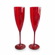 Kit 10 Taças champanhe acrilico Vermelha transparente 180ml