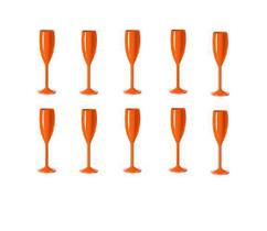 Kit 10 Taças Champanhe Laranja Acrílico Leve 180Ml