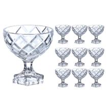 Kit 10 Taças Sobremesas De Vidro Sorvete Pineapple Diamond Diamante 170ml