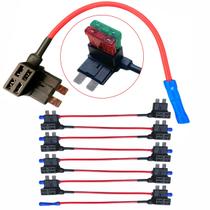 Kit 10 Tap Extensor Chicote Adaptador de Fusível Lâmina Padrão Médio Technoise 5A a 30 Amperes