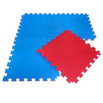 Kit 10 Tapete Tatame EVA 100x100x2cm 20mm Dupla Face Azul e Vermelho