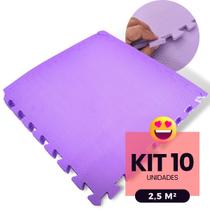 Kit 10 Tatame Infantil 2,5m² Tapete de EVA 50x50x1cm 10mm Anti Derrapante Bebe Emborrachado Crinaça Yoga Interativo