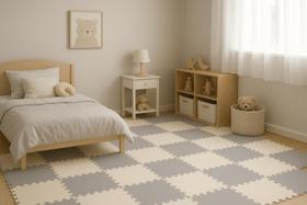 Kit 10 Tatame Tapete EVA 50x50x1cm 10mm CINZA CLARO e CREME