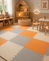 Kit 10 Tatames Tapetes EVA 50x50x1cm 10mm CINZA CLARO CREME e LARANJA