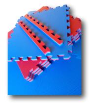 Kit 10 Tatames Tapetes EVA Dupla Face Azul e Vermelho Bicolor