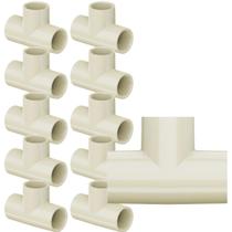 Kit 10 Tê Aquatherm 90 Graus CPVC Bege Condução Canos E Tubos Água Quente 3/4” Polegadas 22mm Tigre