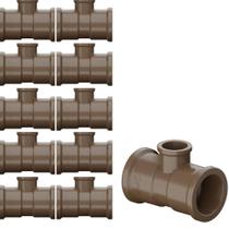 Kit 10 Te Curto Soldável 90 Graus PVC Marrom Canos Tubos Para Água Fria De 1/2 Polegadas 20mm Tigre Kit 10 Te Curto Soldável 90 Graus PVC Marrom Canos Tubos Para Água Fria De 1/2 Polegadas 20mm Tigre