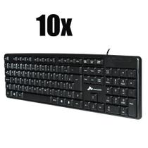 Kit 10 Teclado Com Fio Usb Preto Ideal Escritório Confortáve