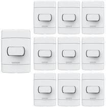 KIT 10 Teclas Interruptor Simples 1 Tecla Branco 10A Enerbras