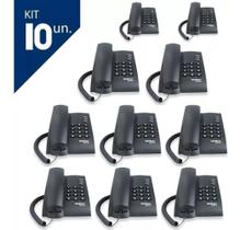 Kit 10 Telefones Intelbras Com Fio Mesa ou Parede Pleno Preto
