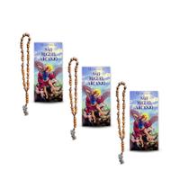 Kit 10 Terço São Miguel Em Madeira Grande 8mm Com Novena