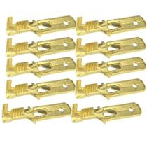 Kit 10 terminal encaixe automotivo dourado 6,3mm macho Kit 10 terminal encaixe automotivo dourado 6,3mm macho
